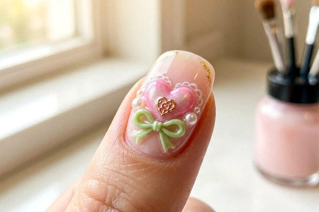 3D Valentine Nails