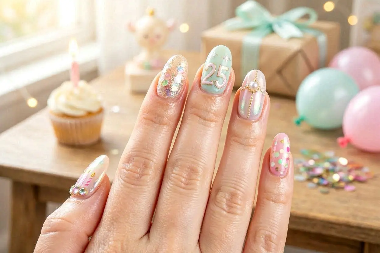 300+ Birthday Nail Ideas That Will Make Your Birthday Special 6 Acrylic Birthday Nails Ideas