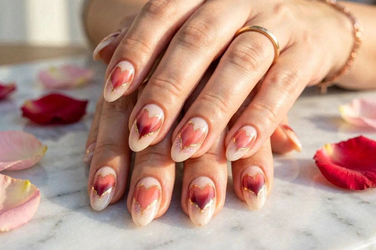 Almond Valentine Nails