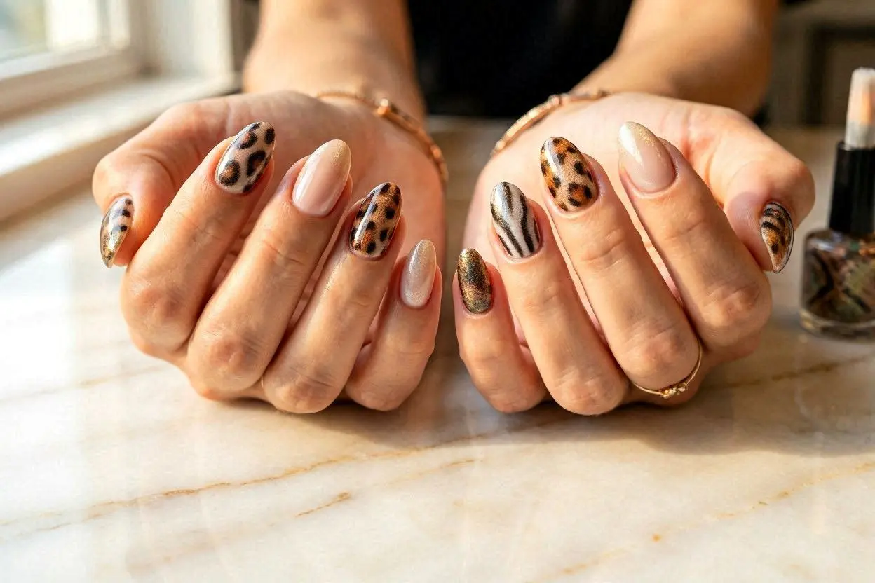 Animal Print Almond Nails