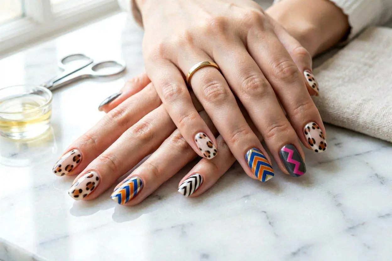 150+ Zig Zag Nails Designs Perfect for Every Vibe 8 Animal Print and Bold Designs Zig Zag Nail