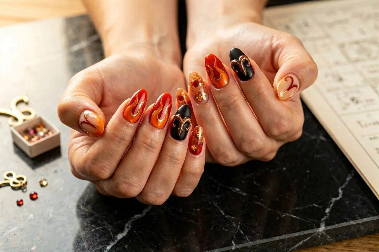 180+ Zodiac Nails Ideas for Every Star Sign in 2026 2 Aries Nail Ideas