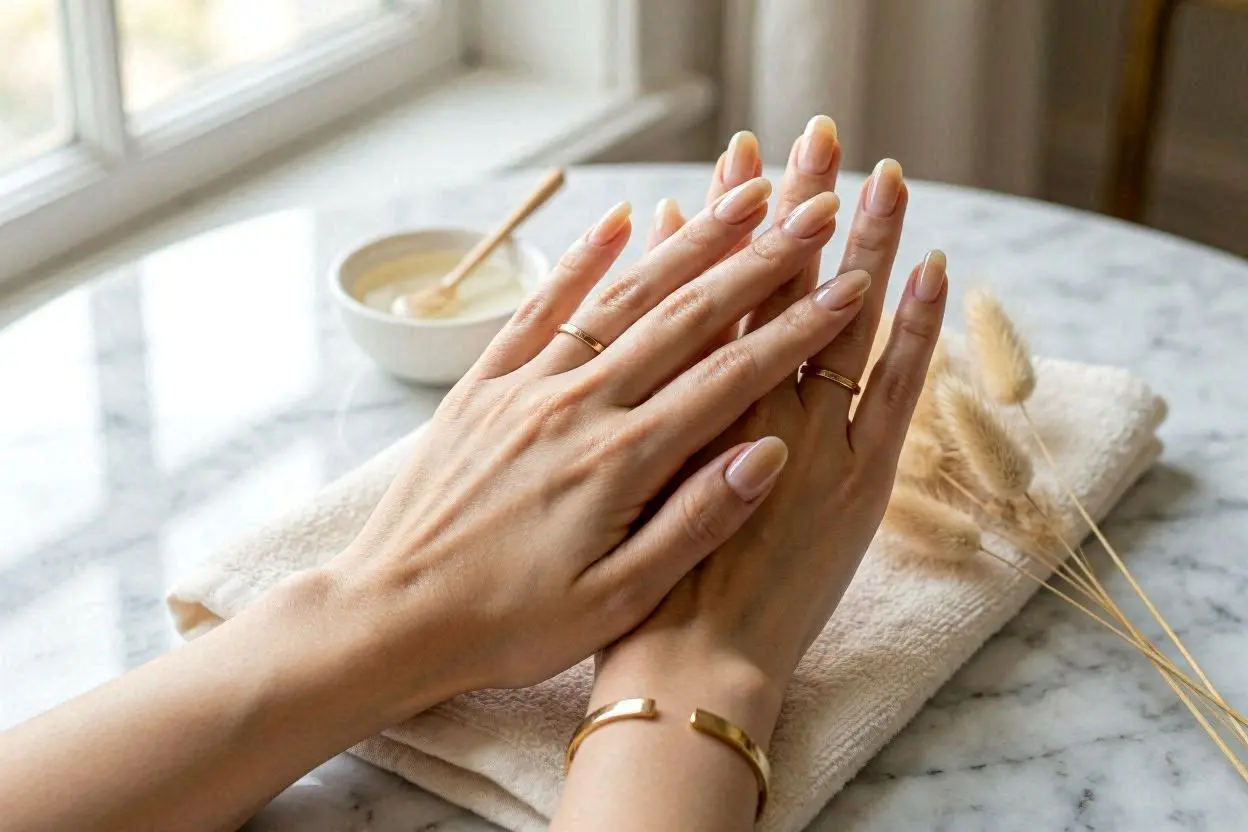 Beige Ombre Tip Nails