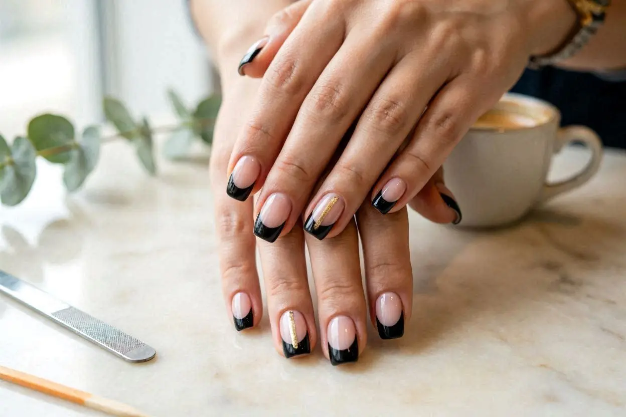 Black French Tips nail