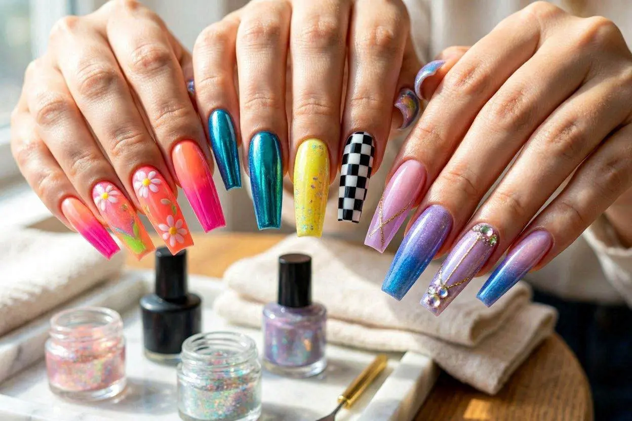 140+ XXL Nail Ideas That Are Bold, Trendy, and Impossible to Ignore 3 Bright and Colorful XXL Nail Designs