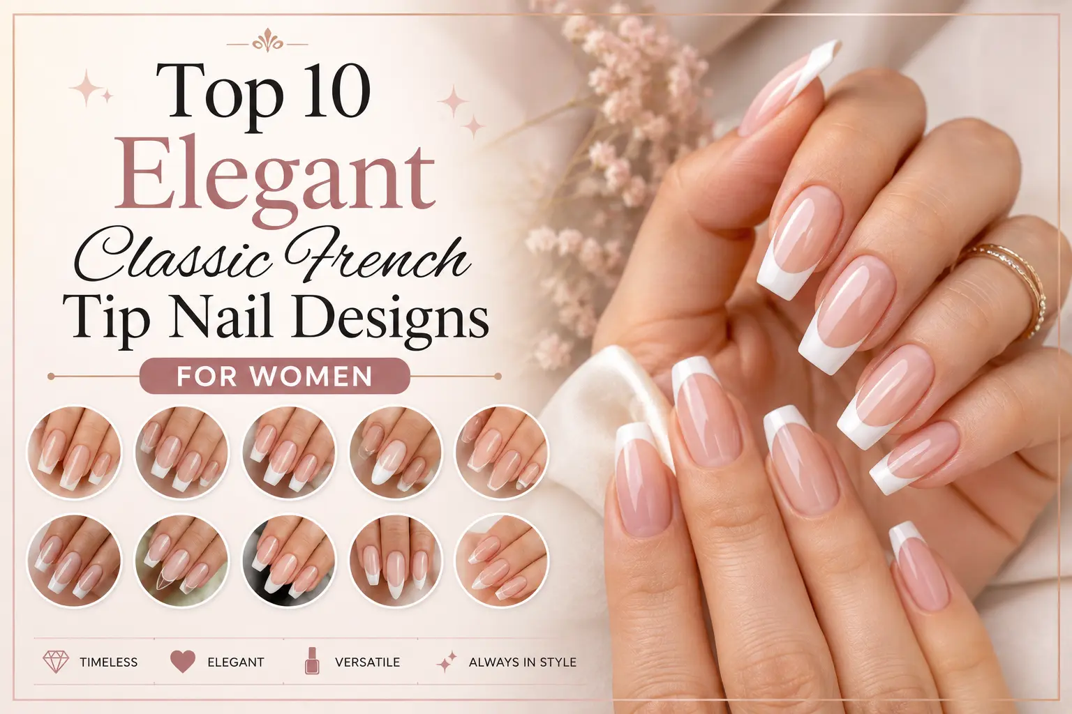 Classic French Tip Nail Designs for Women