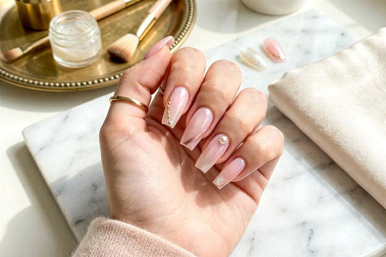 Coffin Baby Pink Nail Art Designs