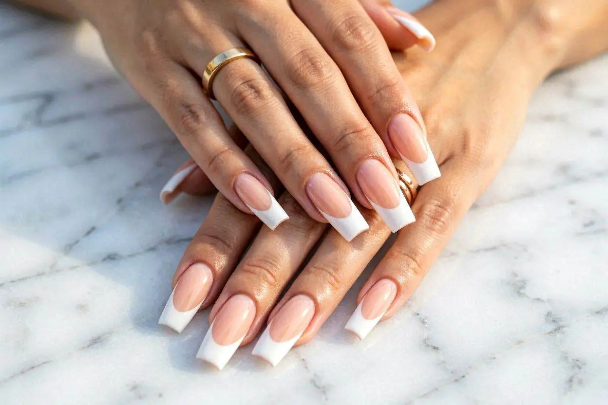 Top 12 French Tip Nail Shapes You Need to Try 3 Coffin French Tip Nail Shape