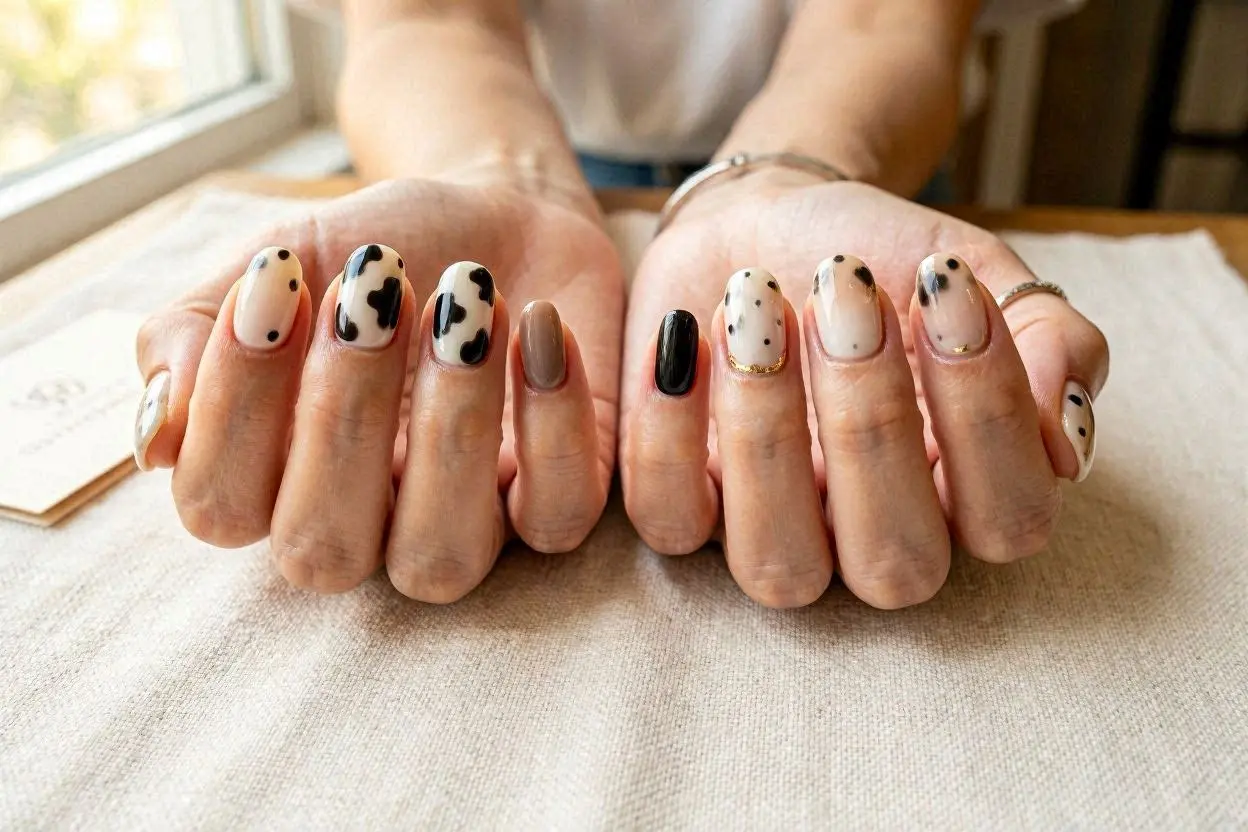 Cow Print Nails