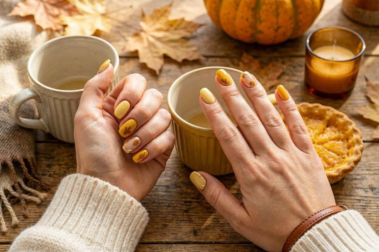 200+ Yellow Nail Ideas That Will Brighten Your Entire Look in 2026 13 Cozy Fall Yellow Nail Ideas