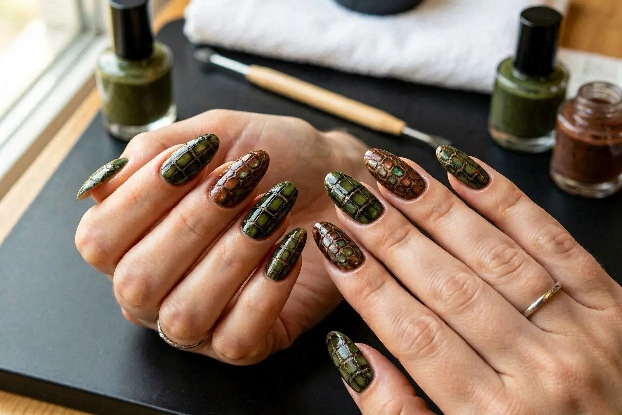 Crocodile & Alligator Print Nails