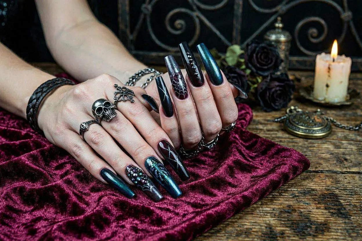 140+ XXL Nail Ideas That Are Bold, Trendy, and Impossible to Ignore 6 Dark and Gothic XXL Nail Trends