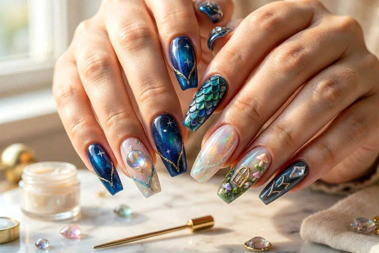 140+ XXL Nail Ideas That Are Bold, Trendy, and Impossible to Ignore 11 Fantasy and Magical XXL Nail Themes