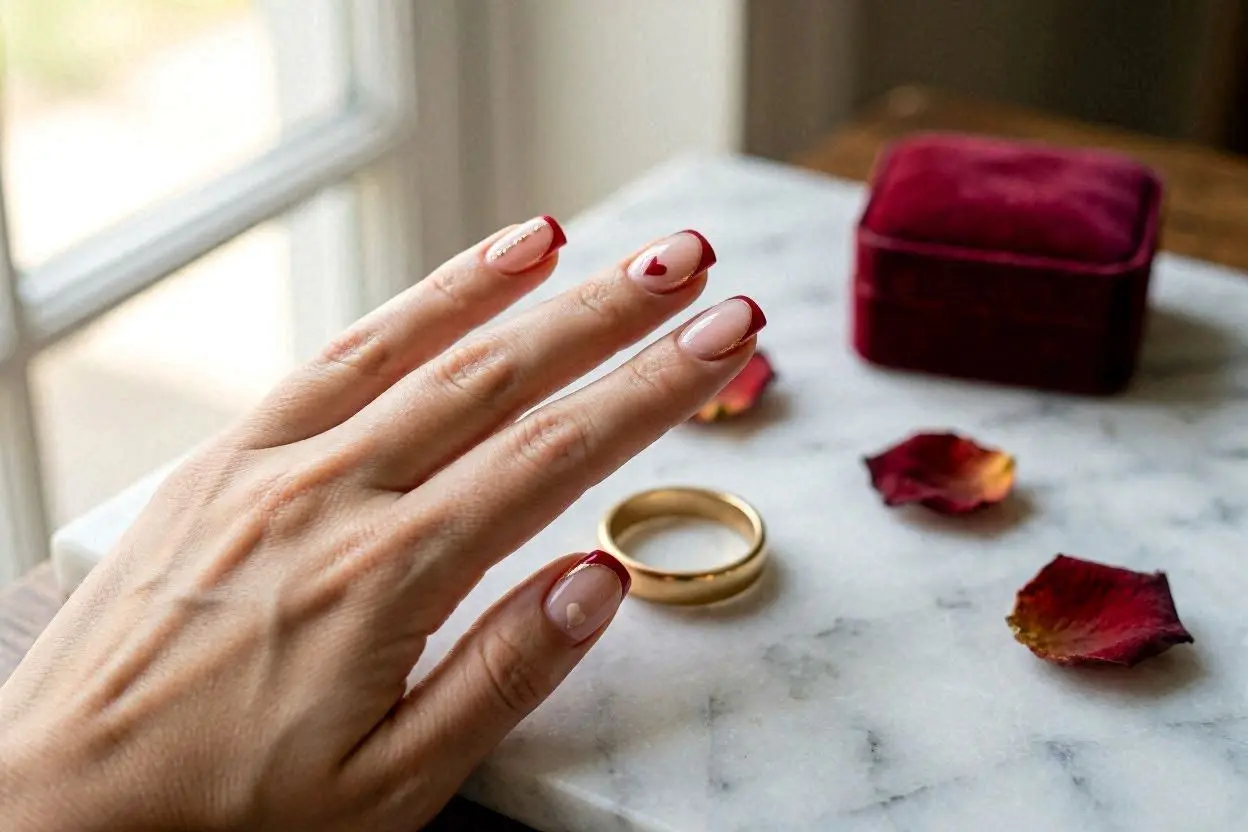 French Tip Valentine Nails