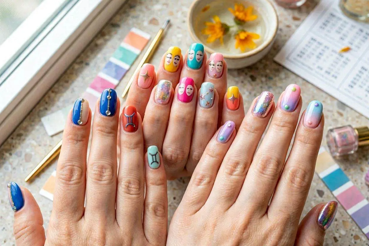 180+ Zodiac Nails Ideas for Every Star Sign in 2026 4 Gemini Nail Ideas