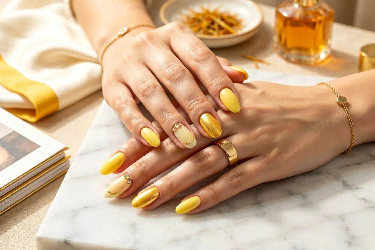 200+ Yellow Nail Ideas That Will Brighten Your Entire Look in 2026 7 Glam Yellow Nail Ideas