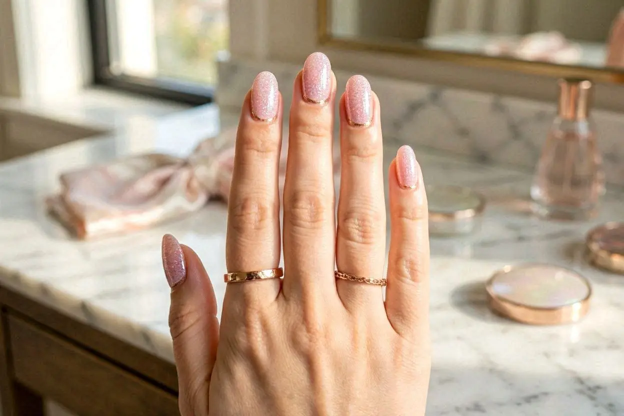 Glitter Baby Pink Nails Ideas