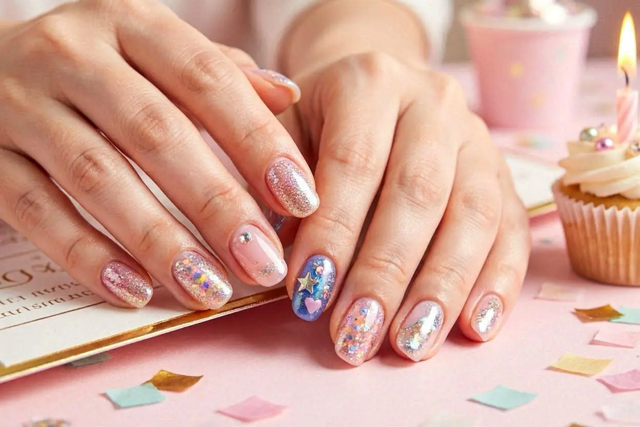 300+ Birthday Nail Ideas That Will Make Your Birthday Special 5 Glitter Birthday Nails Ideas