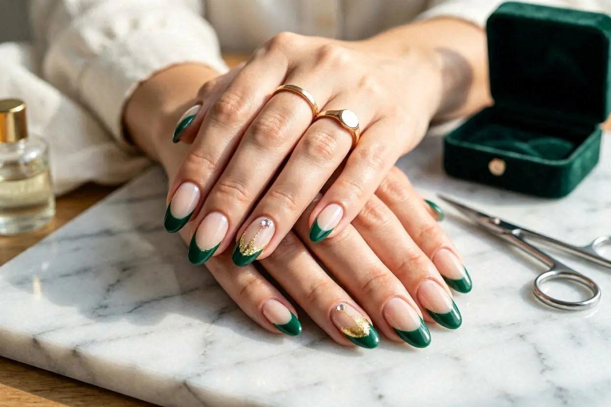 Green French Tips Nail