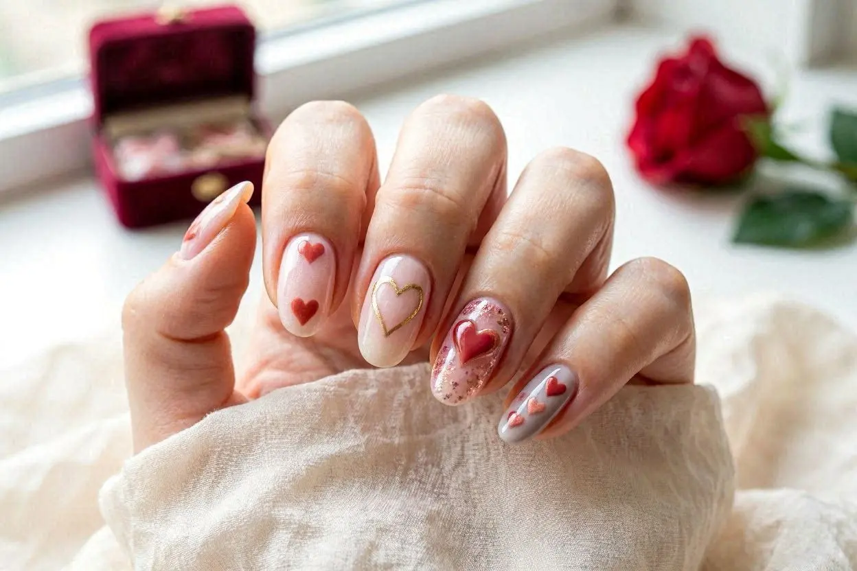 Heart Valentine's Day Nail Designs