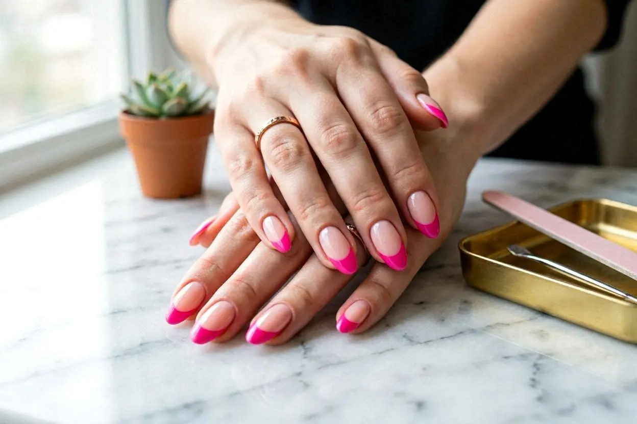 Hot Pink French Tips Nail