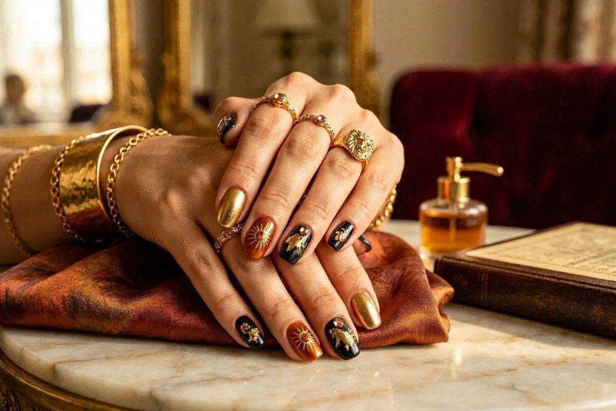 180+ Zodiac Nails Ideas for Every Star Sign in 2026 6 Leo Nail Ideas