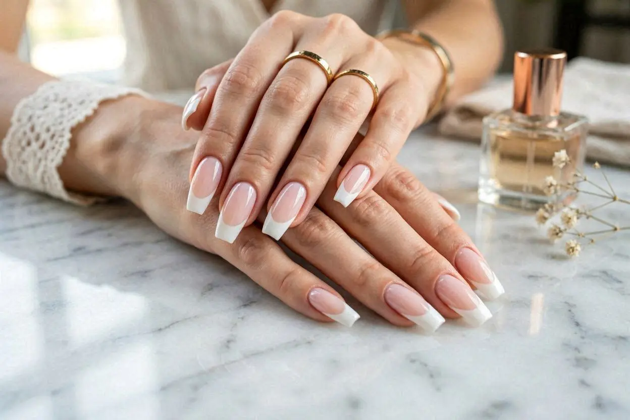 Long Elegant French Tip Nails
