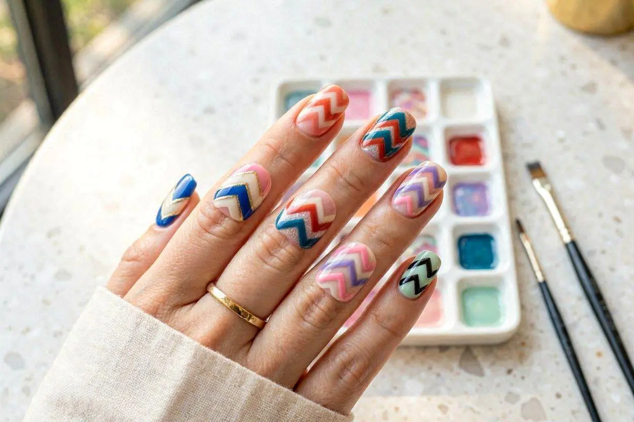 150+ Zig Zag Nails Designs Perfect for Every Vibe 6 Mixes and Artistic Designs Zig Zag Nail Ideas