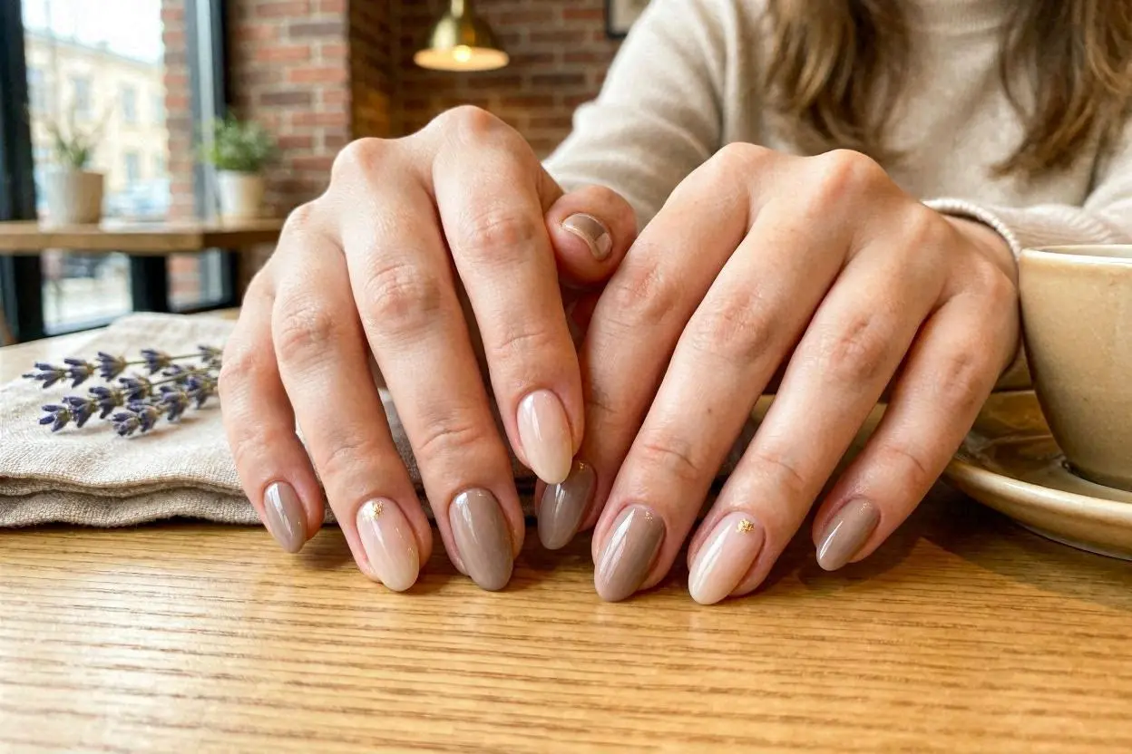 Nude & Neutral Almond Nails