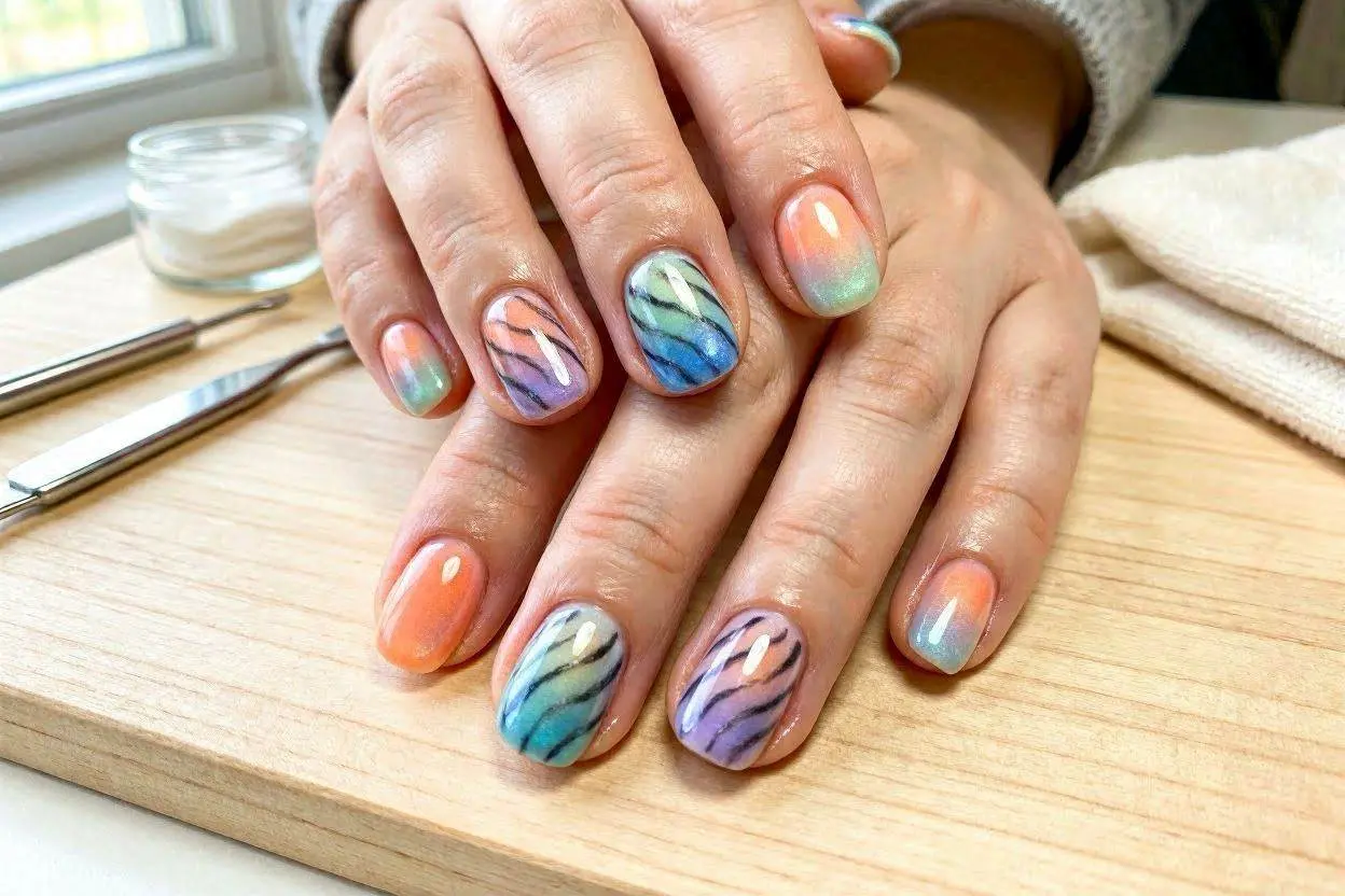 Ombre Aura Gradient Zebra Nails