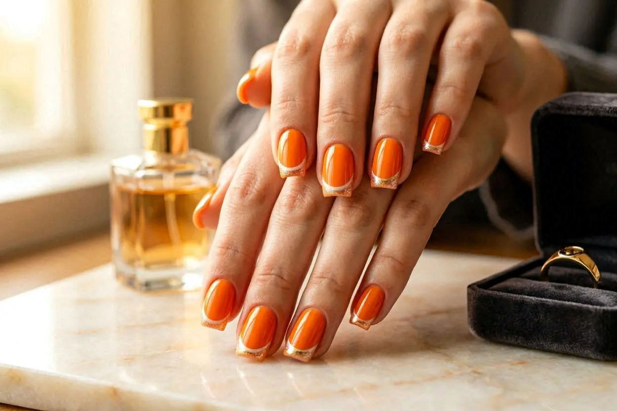 Orange French Tips Nails