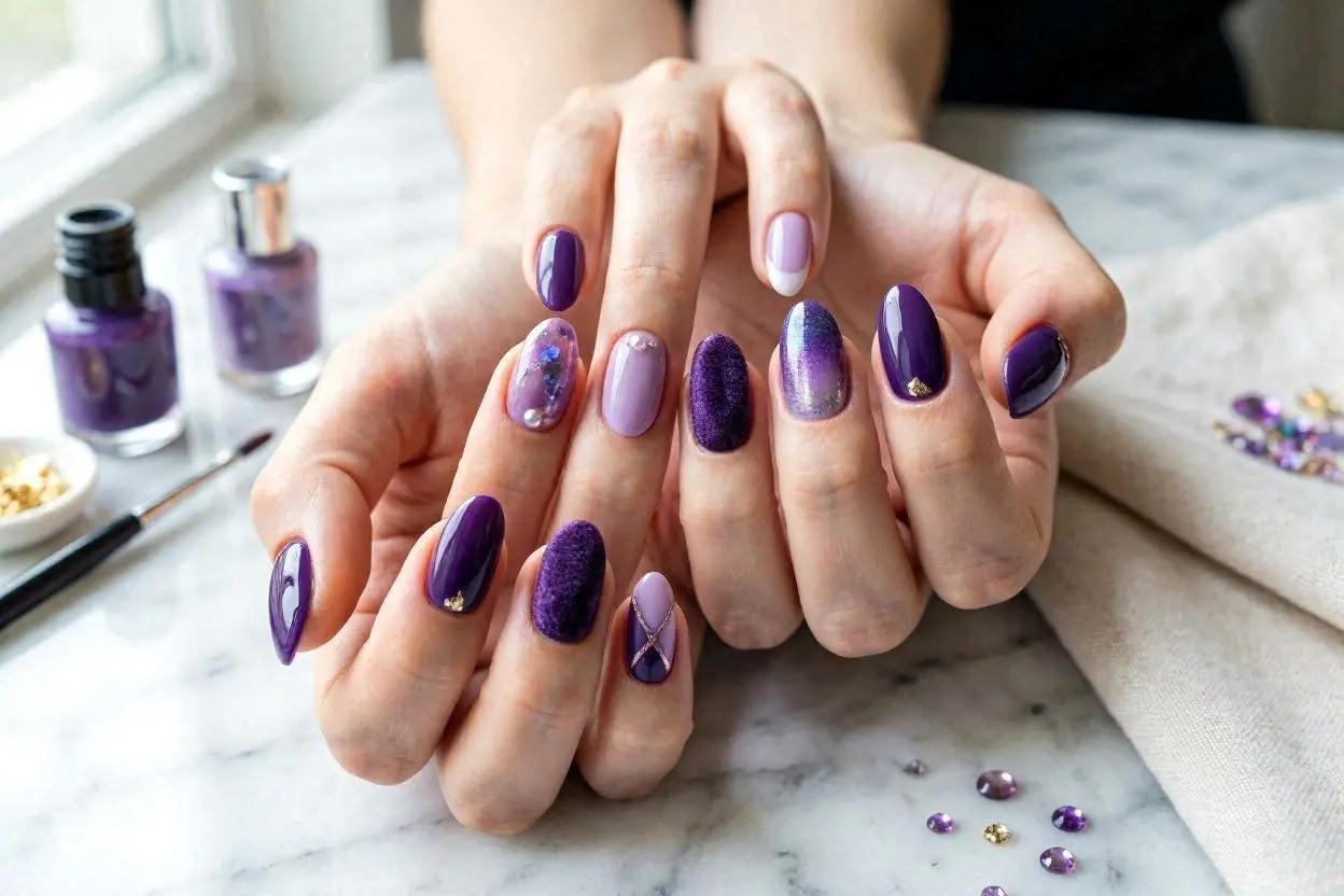Purple Almond Nail Ideas