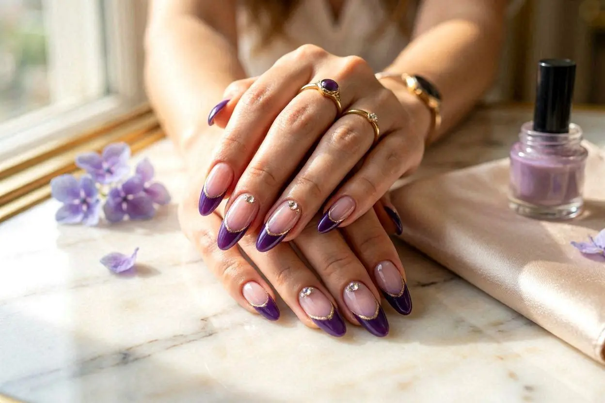 Purple French Tips Nail