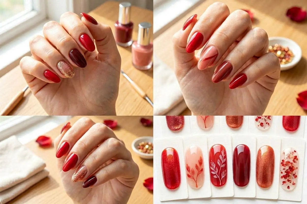 Red Almond Nail Ideas