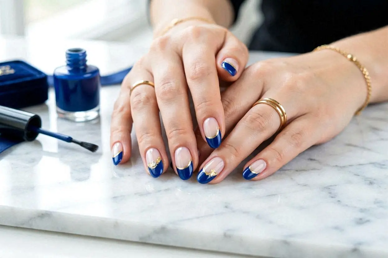 Royal Blue French Tips Nail