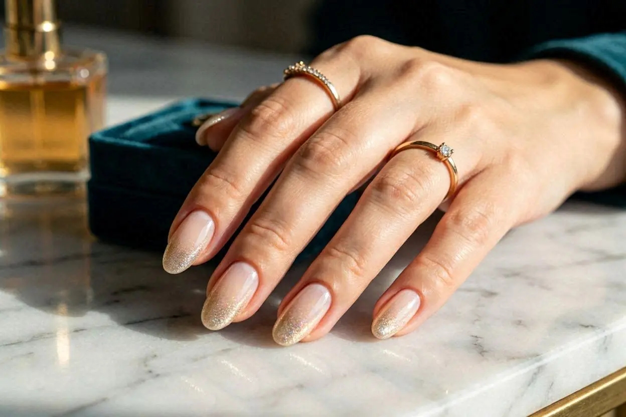 Shimmer Fade Tip Nails