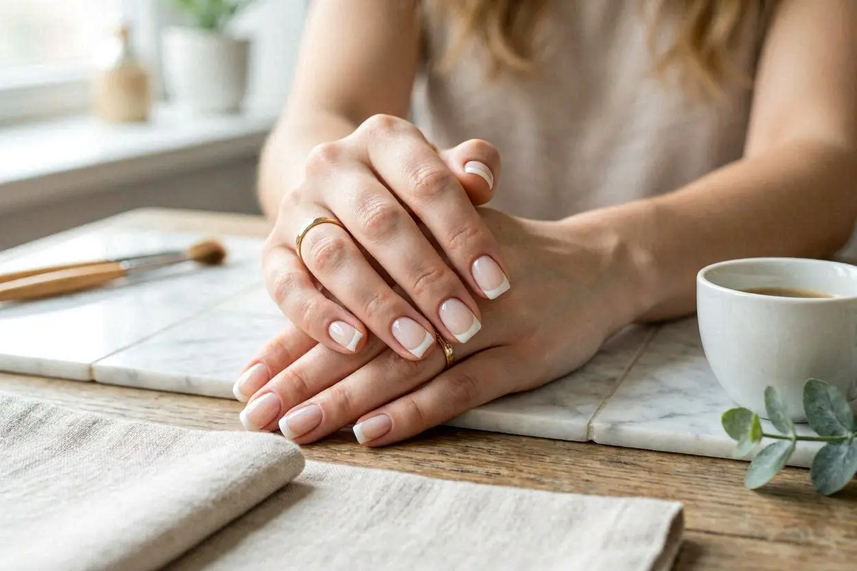 Short Natural French Tip Nails