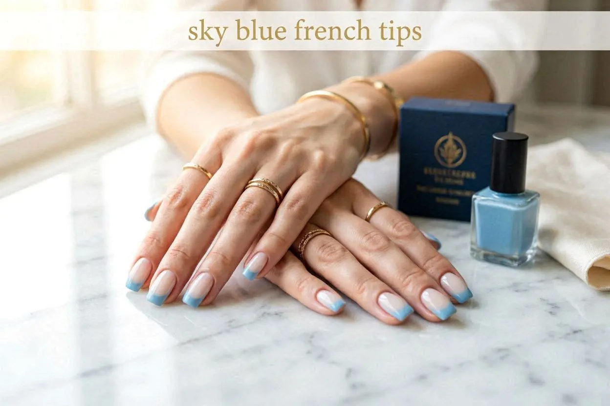 Sky Blue French Tips Nail