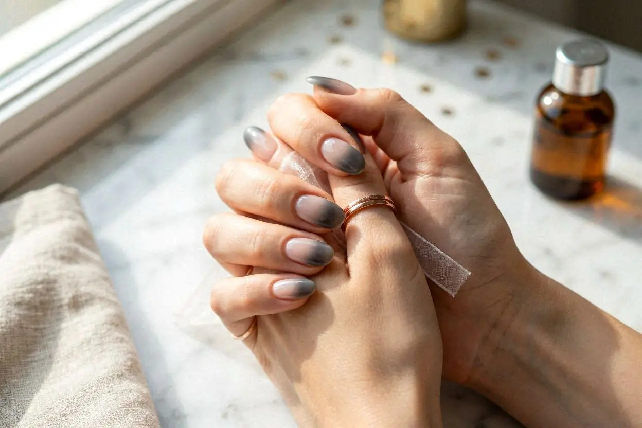 Smoky Fade Tip Nails