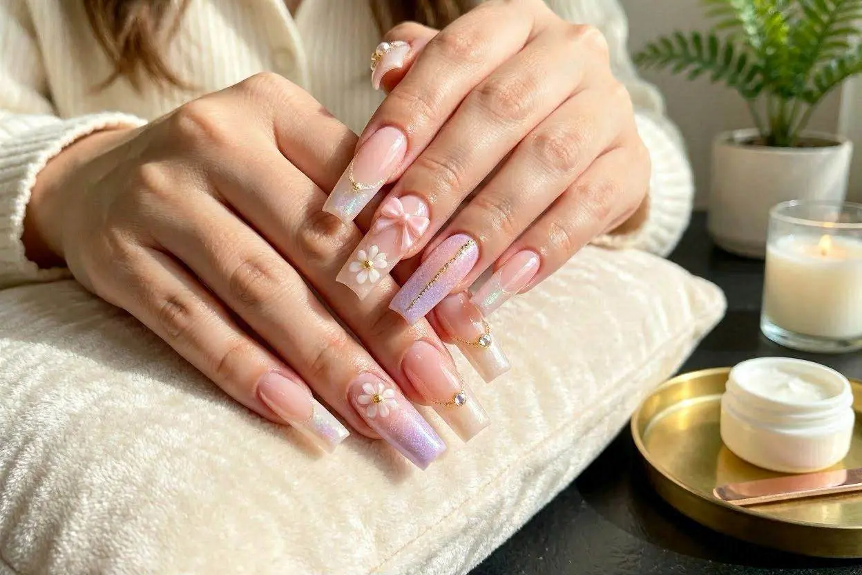 140+ XXL Nail Ideas That Are Bold, Trendy, and Impossible to Ignore 9 Soft Feminine XXL Nail Designs