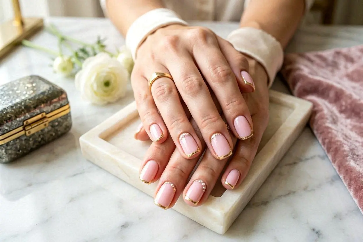 Square Baby Pink Nails Design