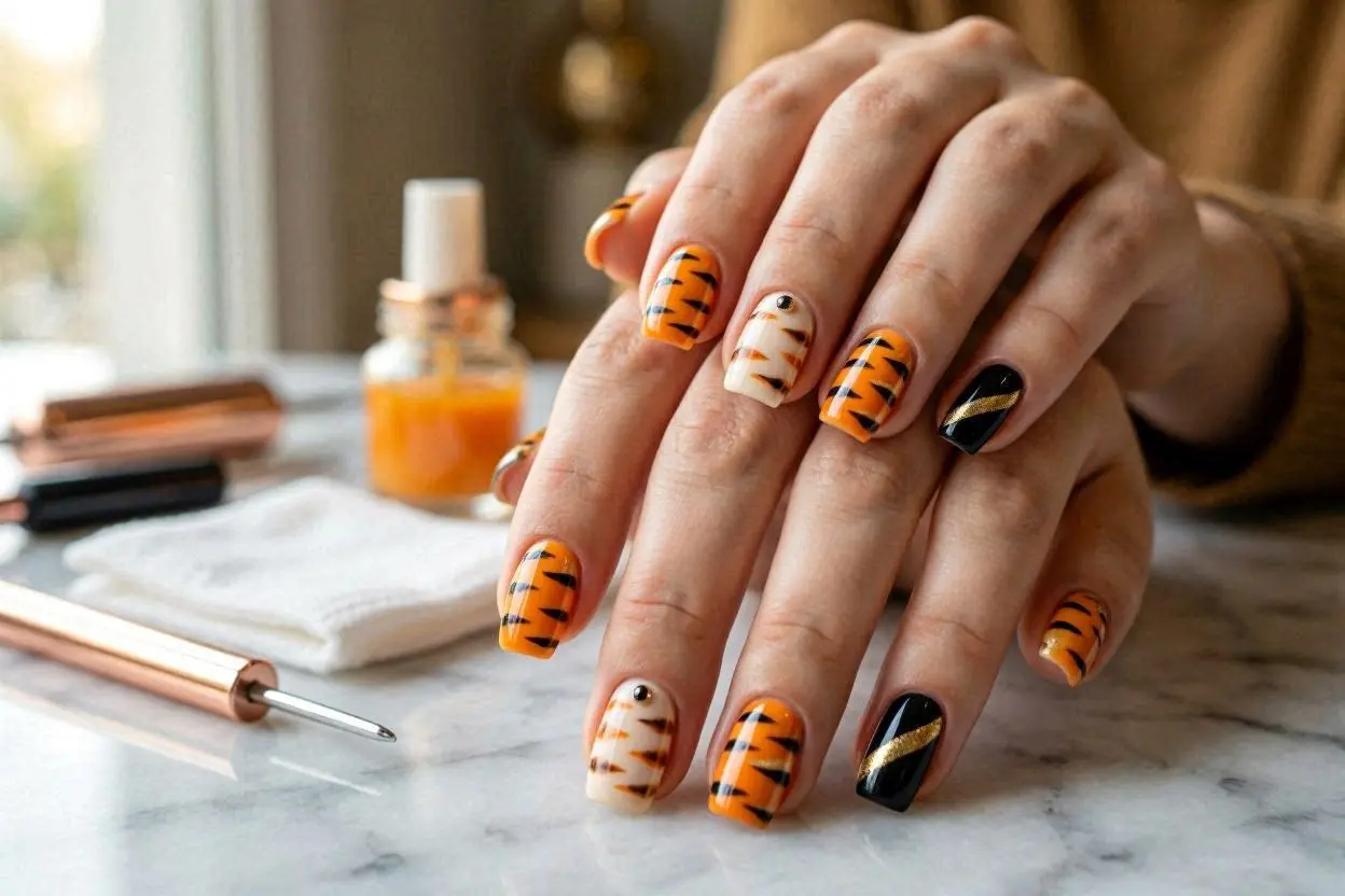 Tiger Print Nails