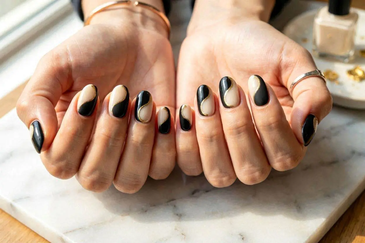 Trendy Aesthetic Yin Yang Nails