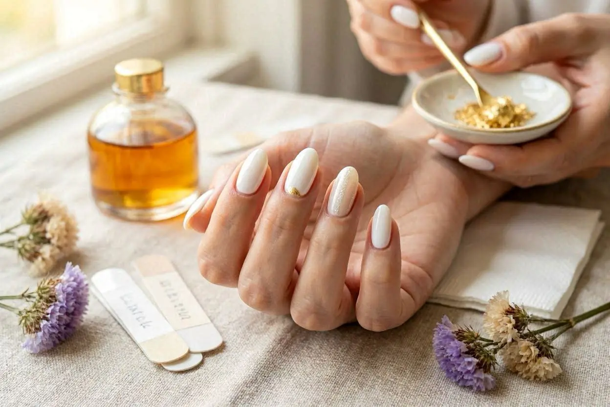 White Almond Nail Ideas