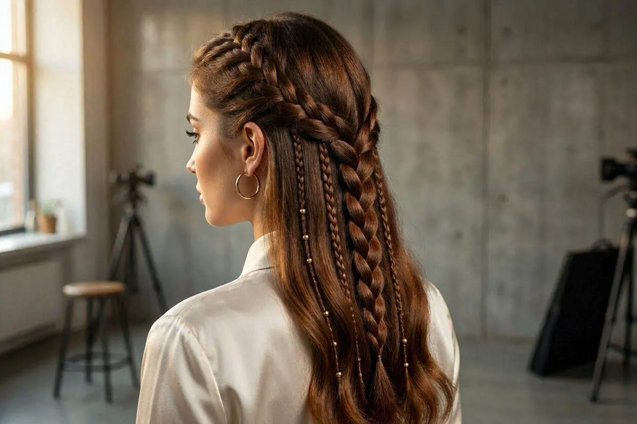 Accent Braids for Long Hair
