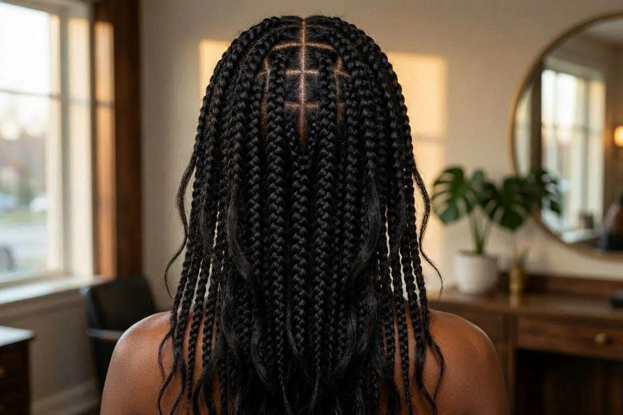  Black Long Hair Mixed Waterfall Braids