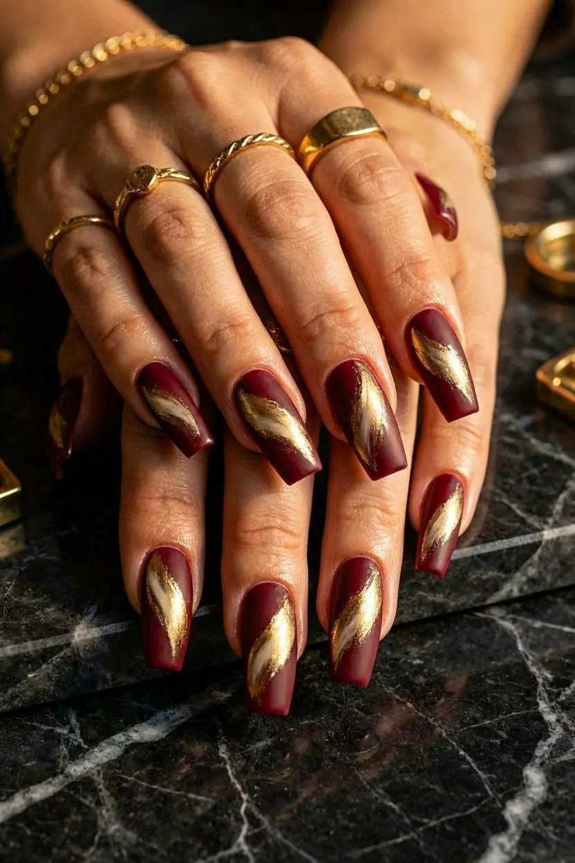 Burgundy Nail Art Designs