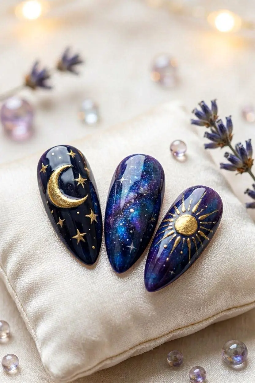 Celestial Stiletto Nails