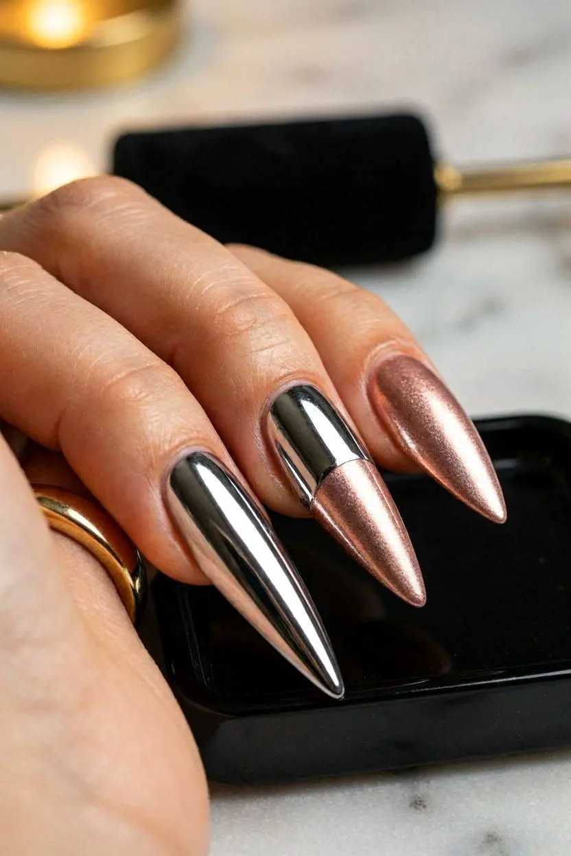 Chrome Stiletto Nail Ideas