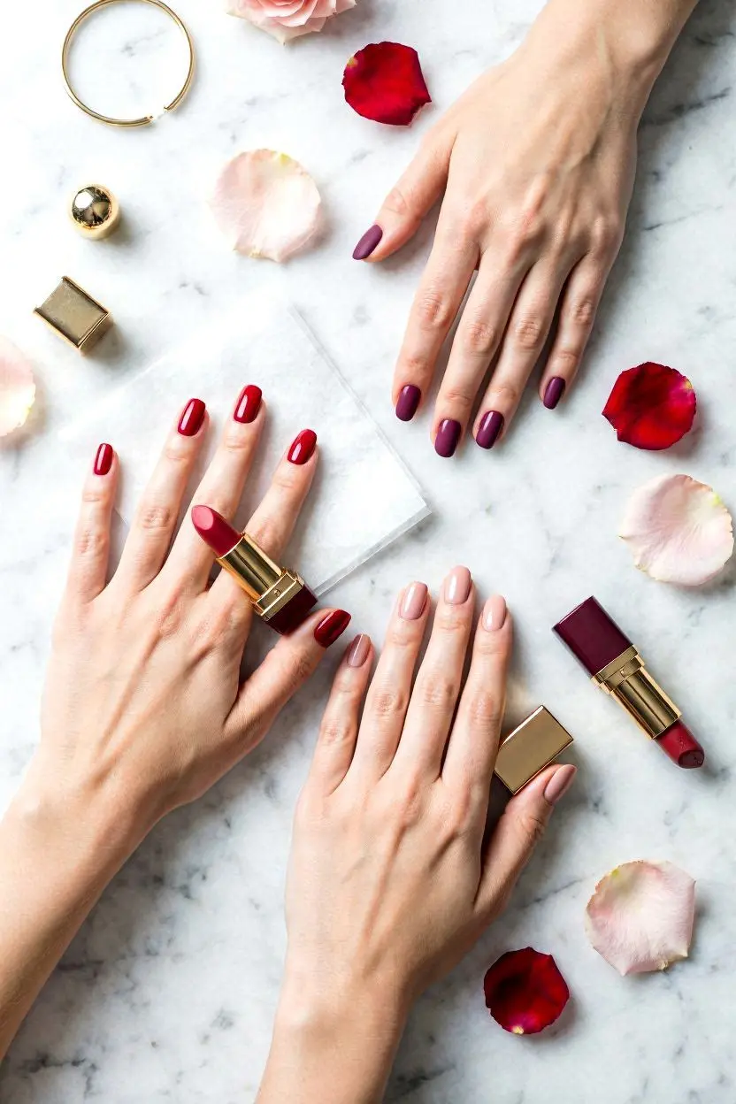 Classic Red Lipstick Nails